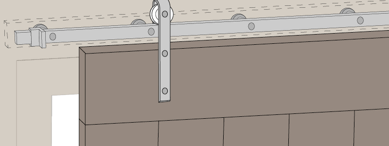 illustration of barn door installed on sliding track 